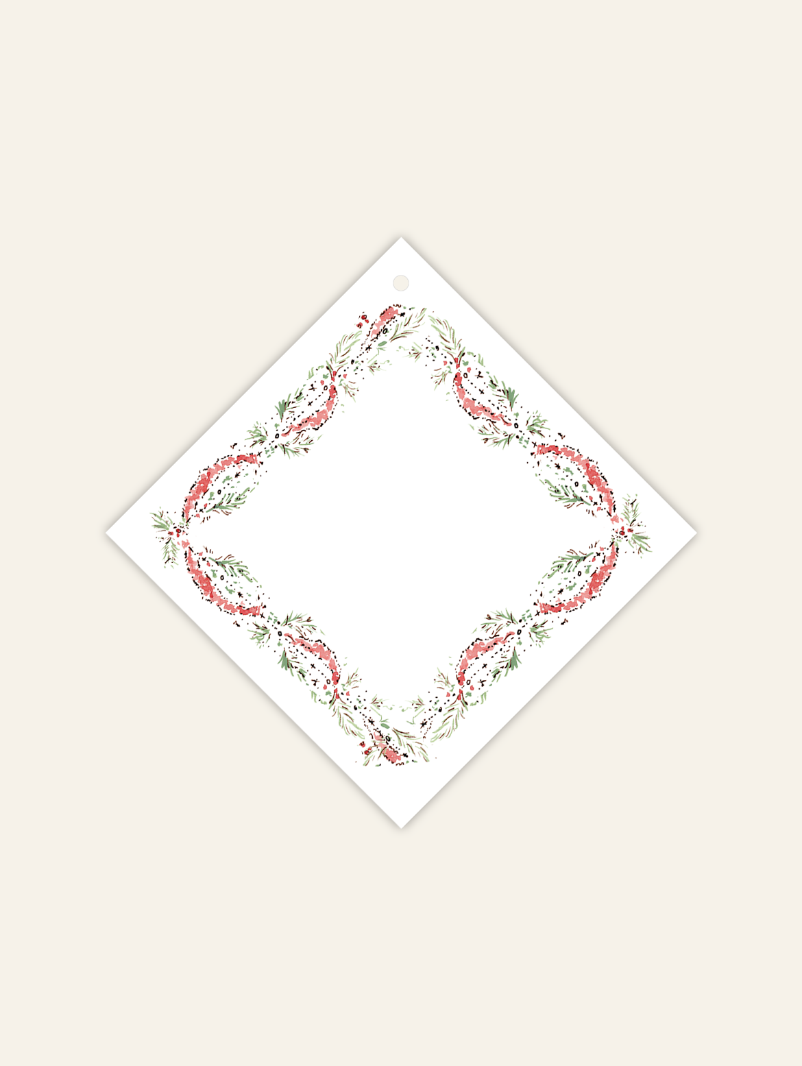 Red Tinsel and Garland Square Gift Tags