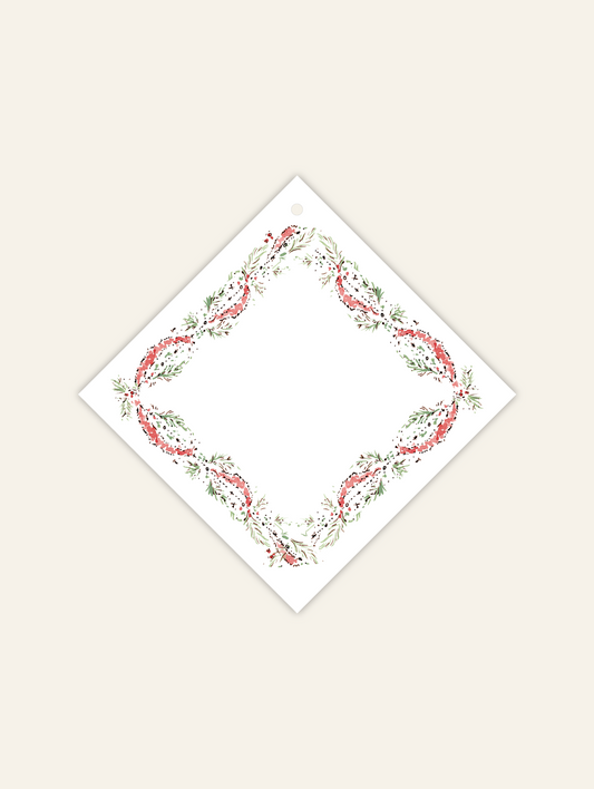Red Tinsel and Garland Square Gift Tags