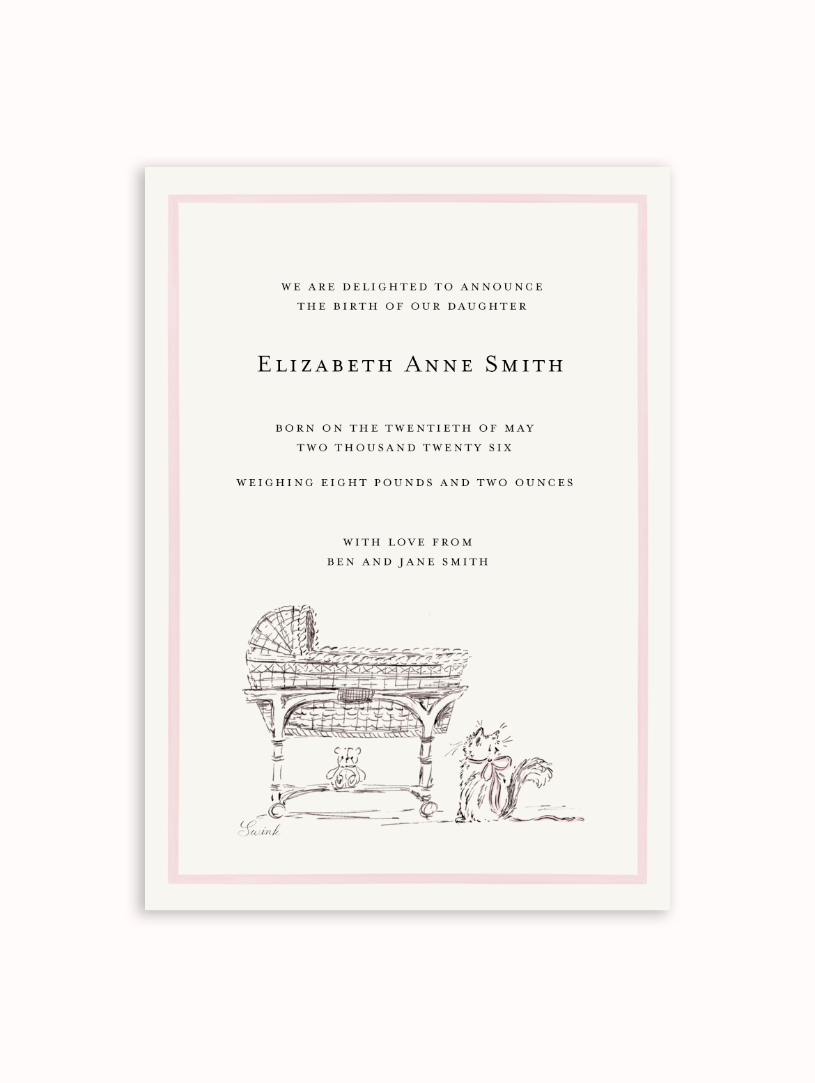 Bassinet Semi Custom Card - Cat