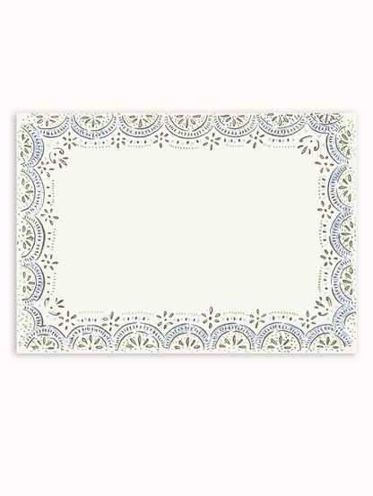 Harriet Scallop Stationery Set - Green & Blue
