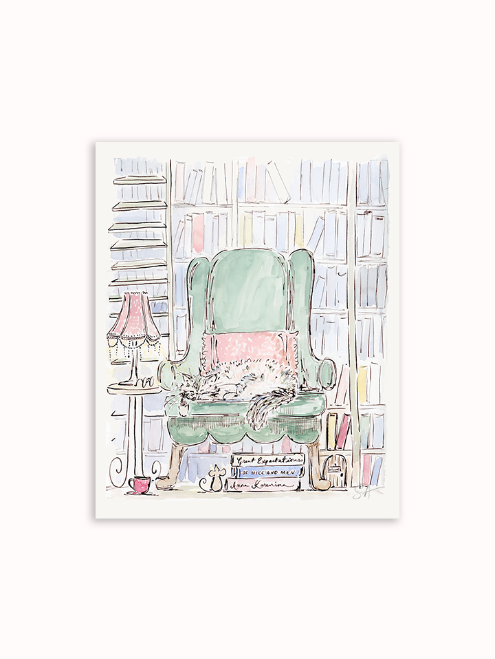 Kiko in the Library Art Print