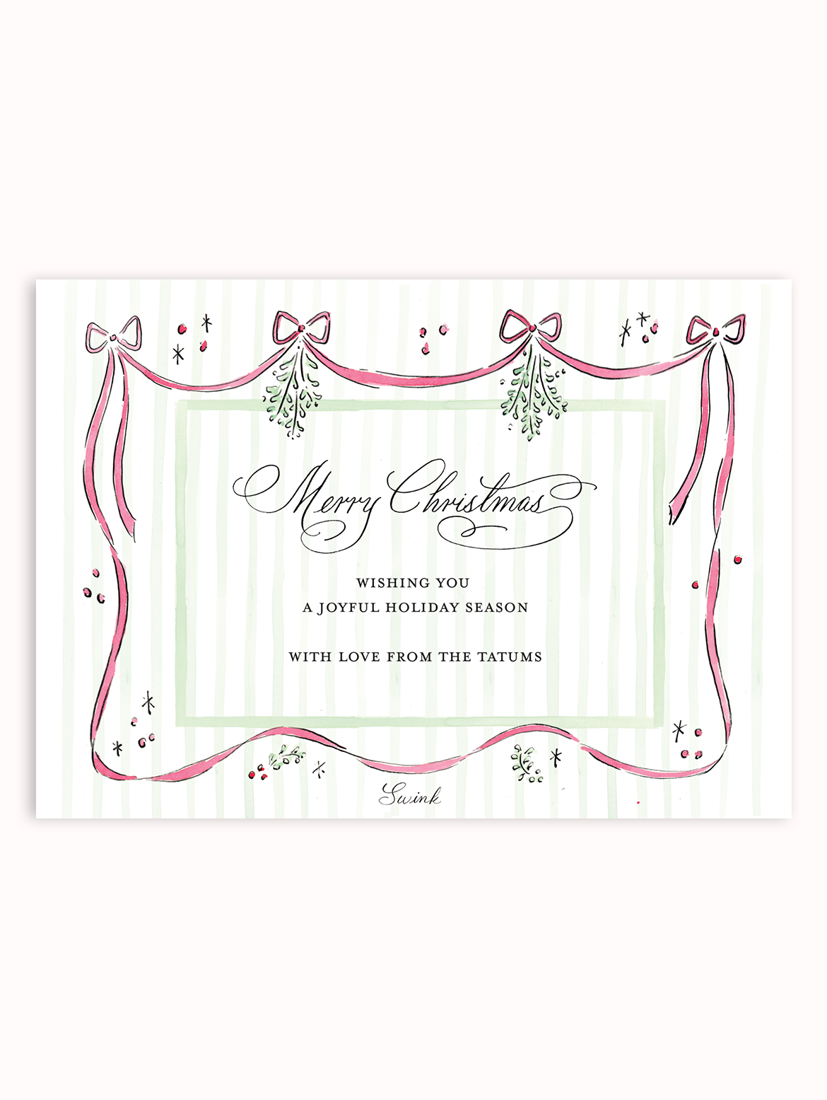 Mistletoe Ribbon Garland Photo Christmas Card