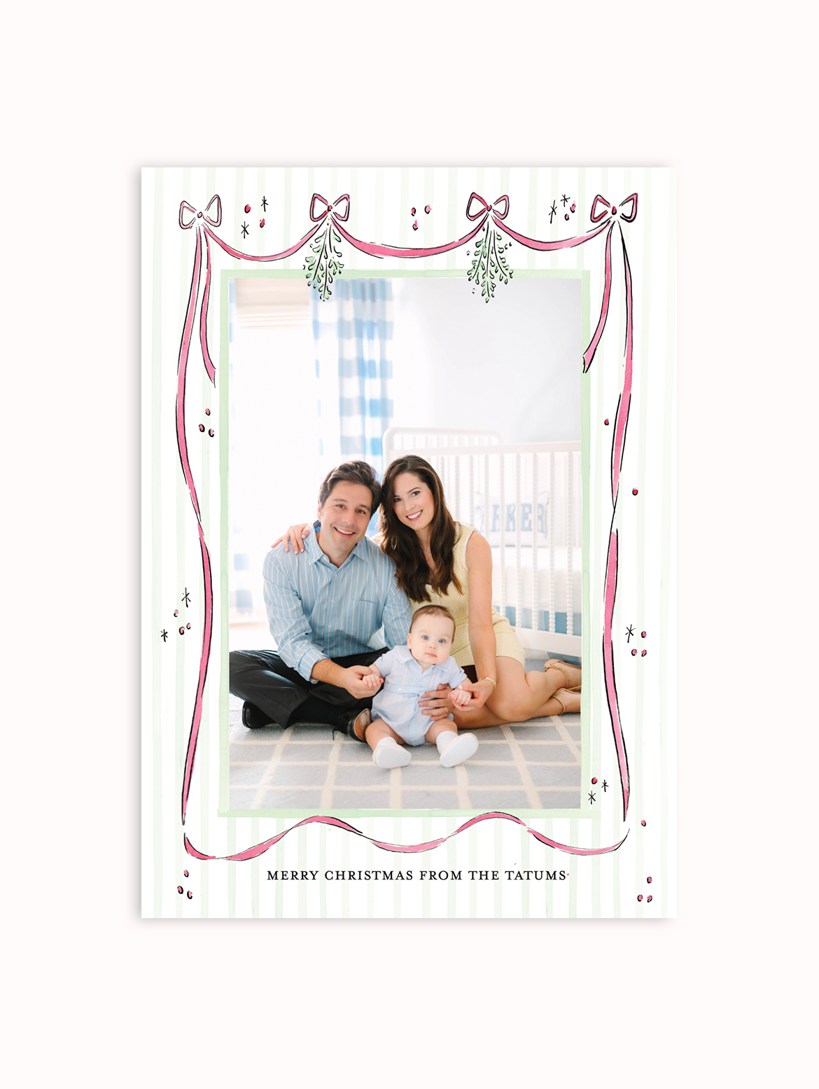Mistletoe Ribbon Garland Photo Christmas Card