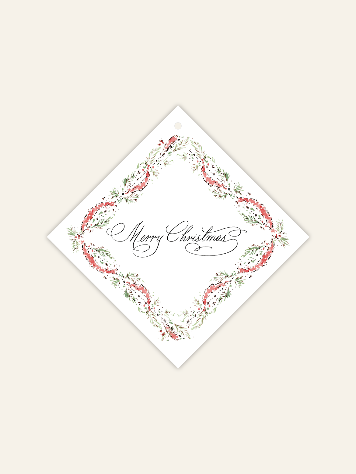 Red Tinsel and Garland Square Gift Tags