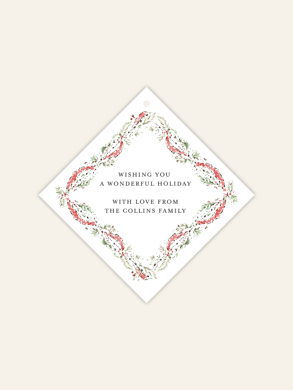 Red Tinsel and Garland Square Gift Tags