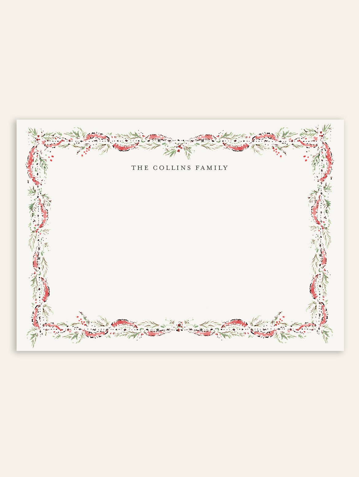 Red Tinsel and Garland Stationery Set