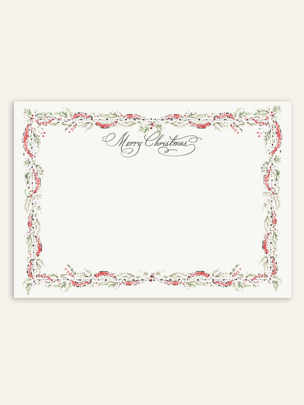 Red Tinsel and Garland Stationery Set