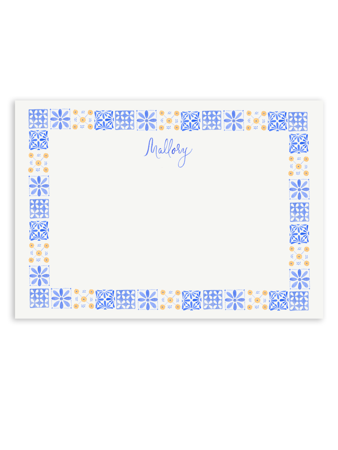 Yellow and Blue Hand Painted Tile Stationery Set