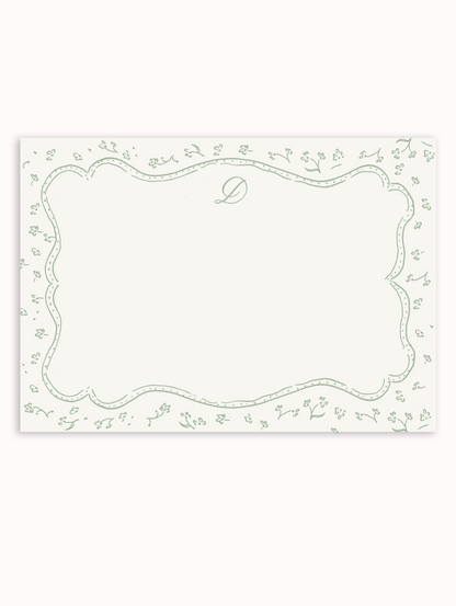 Tiny Florals Border Green Stationery Set