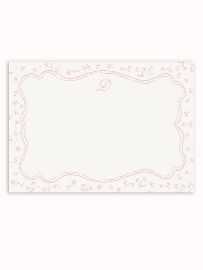 Tiny Florals Border Pink Stationery Set