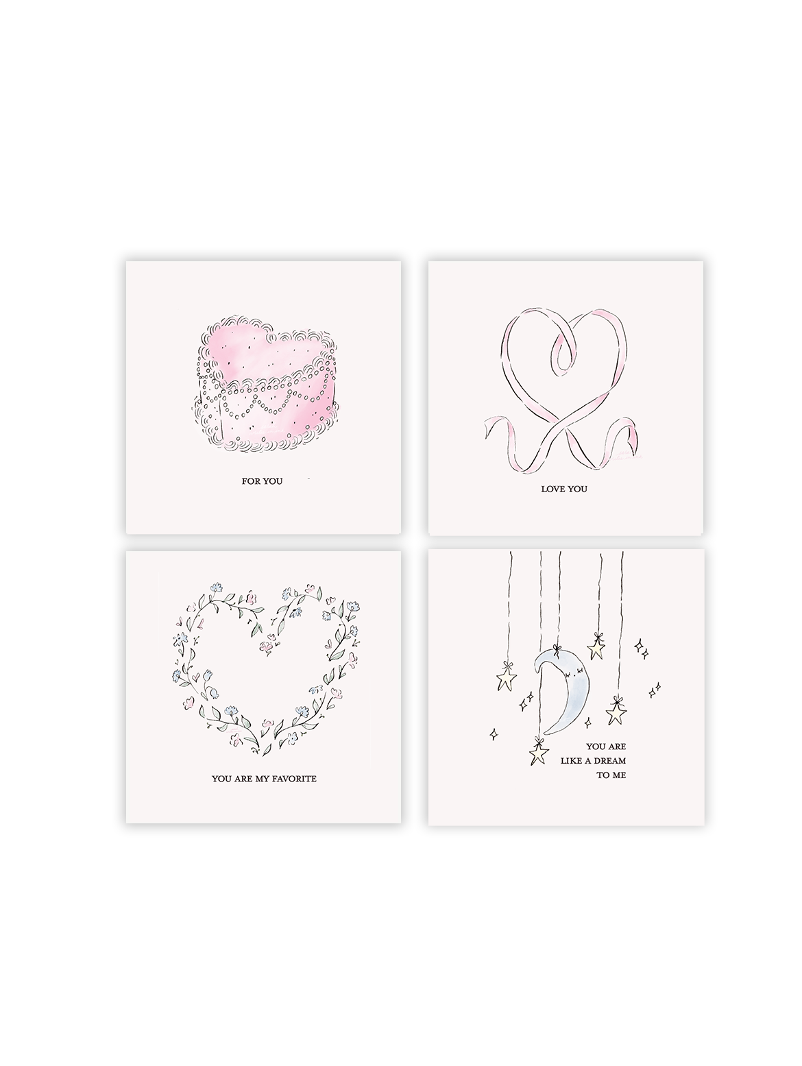 Sweet Something Tiny 3x3" Cards - set of 8 with envelopes included