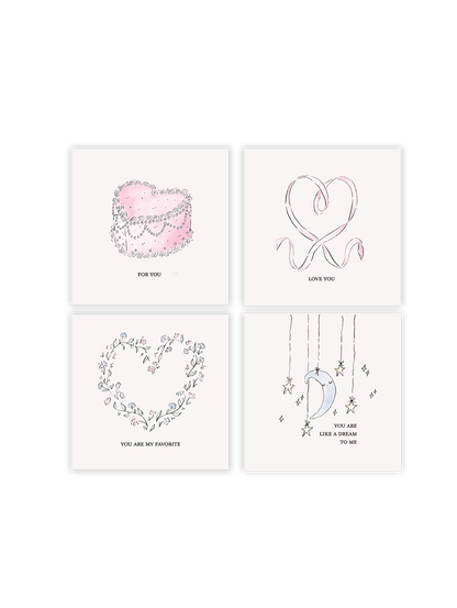 Sweet Something Tiny 3x3" Cards - set of 4 with envelopes included