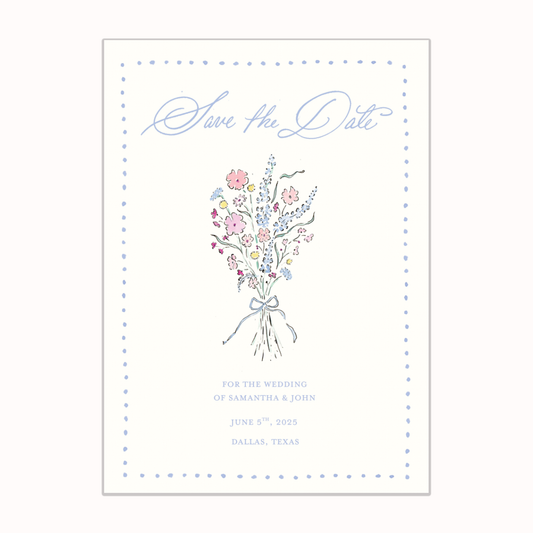 Wildflower Bouquet Semi Custom Invitation