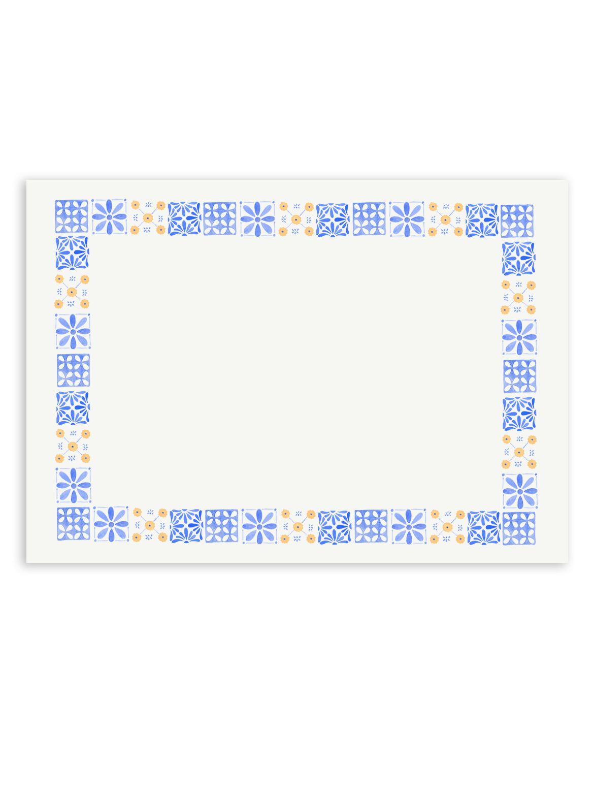 Yellow and Blue Hand Painted Tile Stationery Set