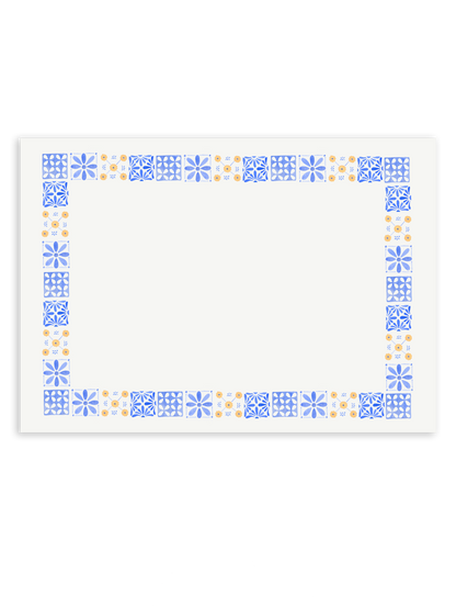 Yellow and Blue Hand Painted Tile Stationery Set